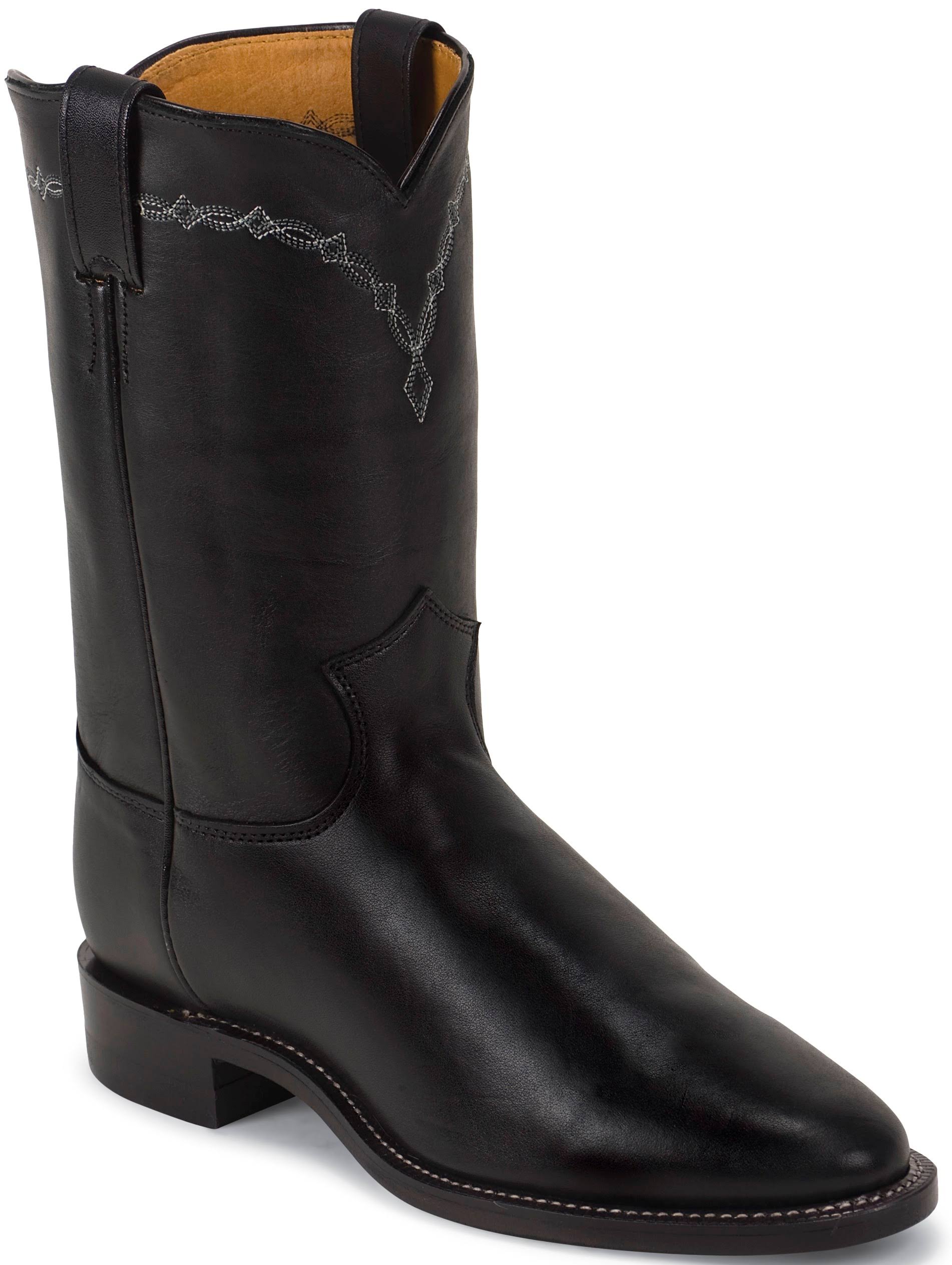 Justin Men's Brock Black Leather Roper Boots