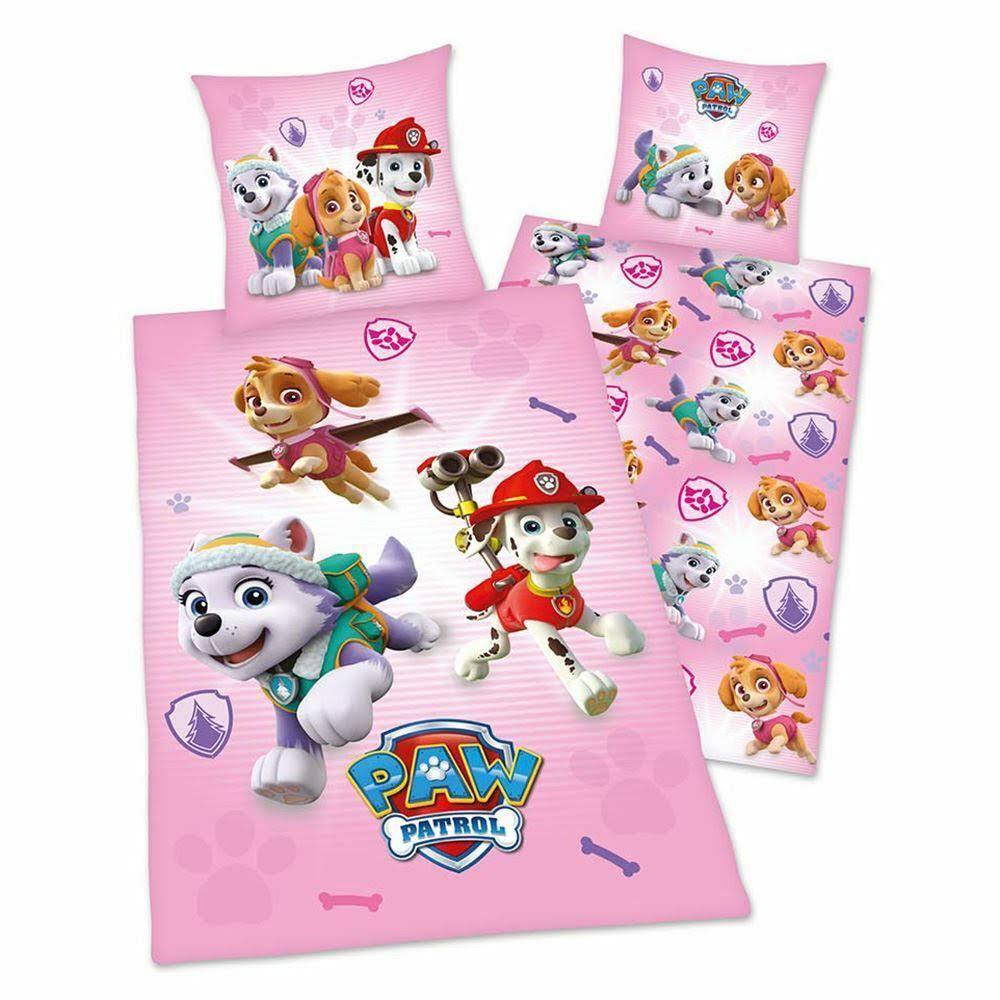 Paw Patrol Pink Single Duvet Cover and Pillowcase Set
