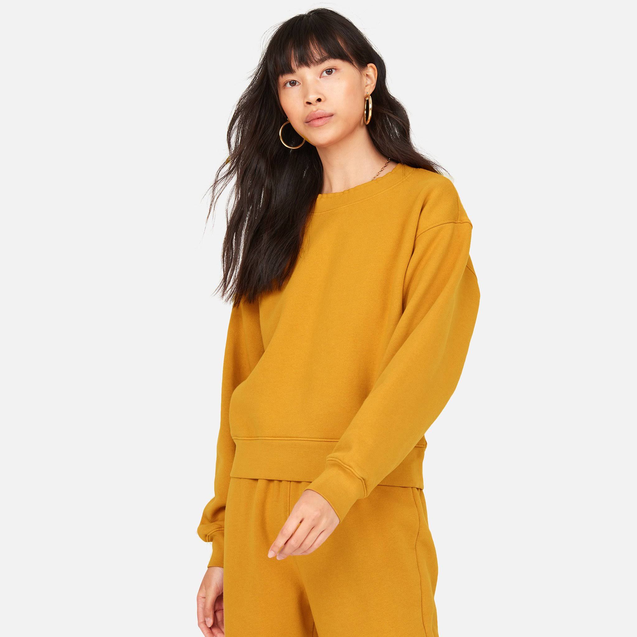 Fleece Raw Neck Sweatshirt Turmeric / M