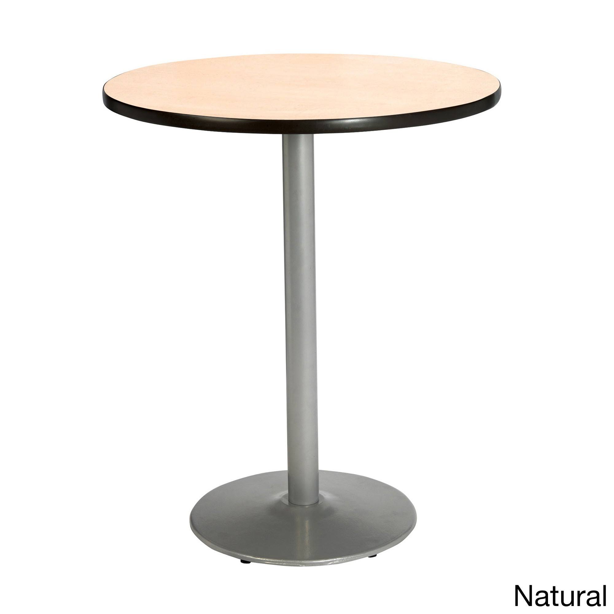 KFI Dark Mahogany 30in Bistro Table with Round Silver Base
