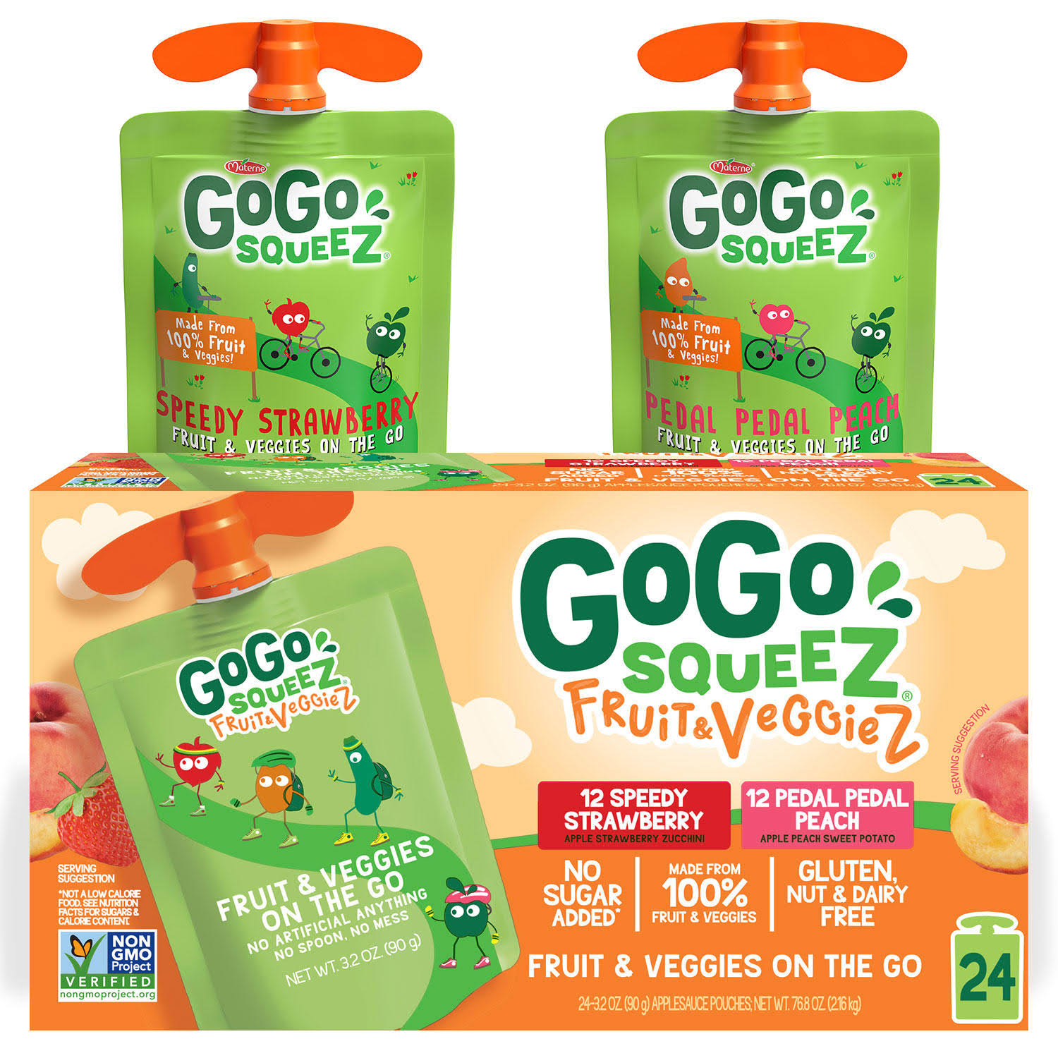 Gogo Squeez Fruit u0026 Veggiez Applesauce Pouches, 3.2 Ounce (24 Count)