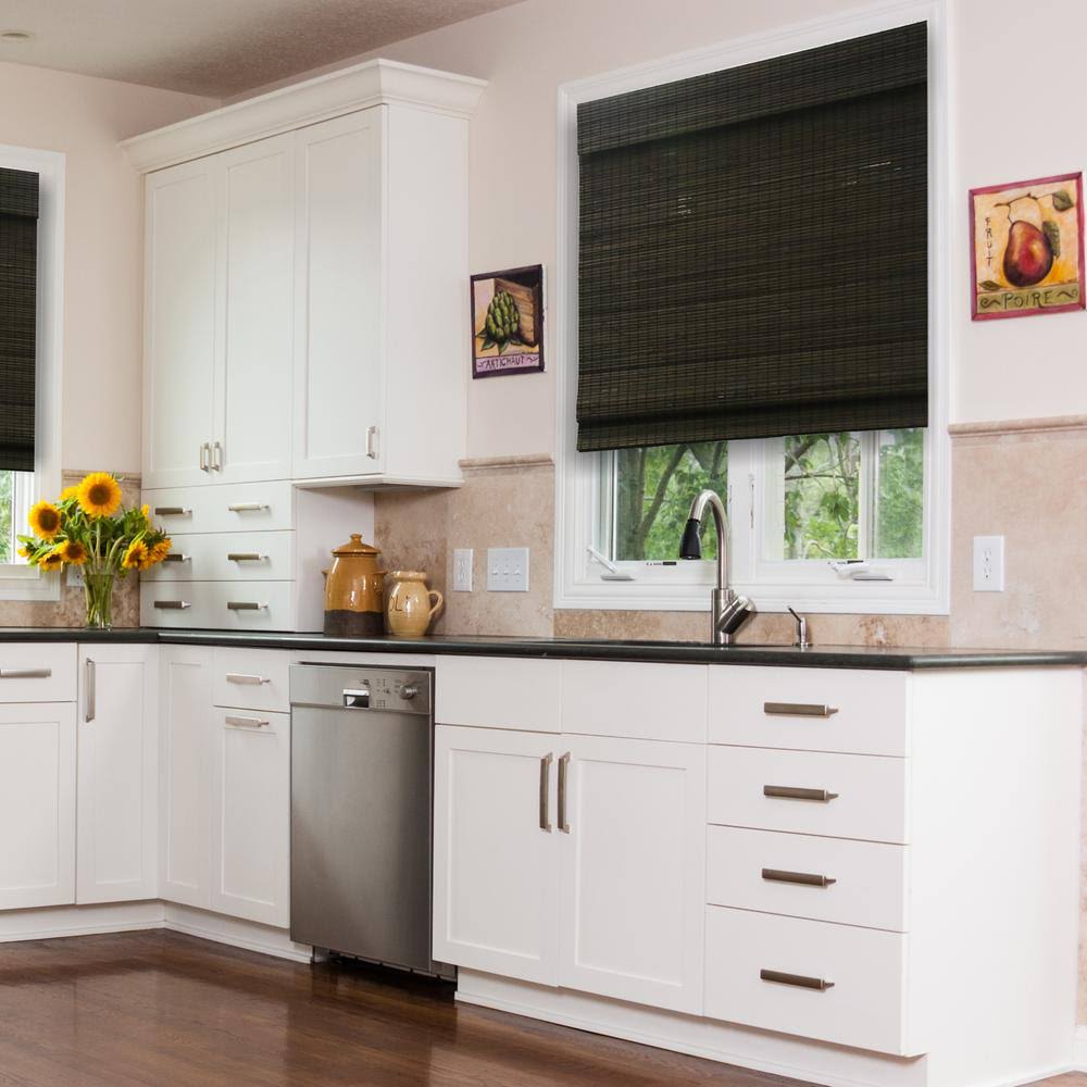 Home Decorators Collection Modern Farmhouse Cut-to-Size Espresso Flat-Weave Cordless Light-filtering Bamboo Shade - 69.5 in. W x