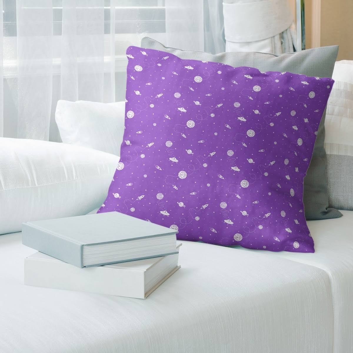 Outer Space Pattern Throw Pillow - 26 x 26 - Purple - Polyester