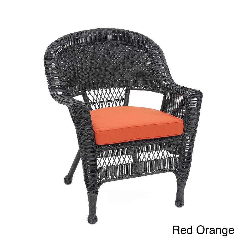 Jeco Black Wicker Chair, Red Orange