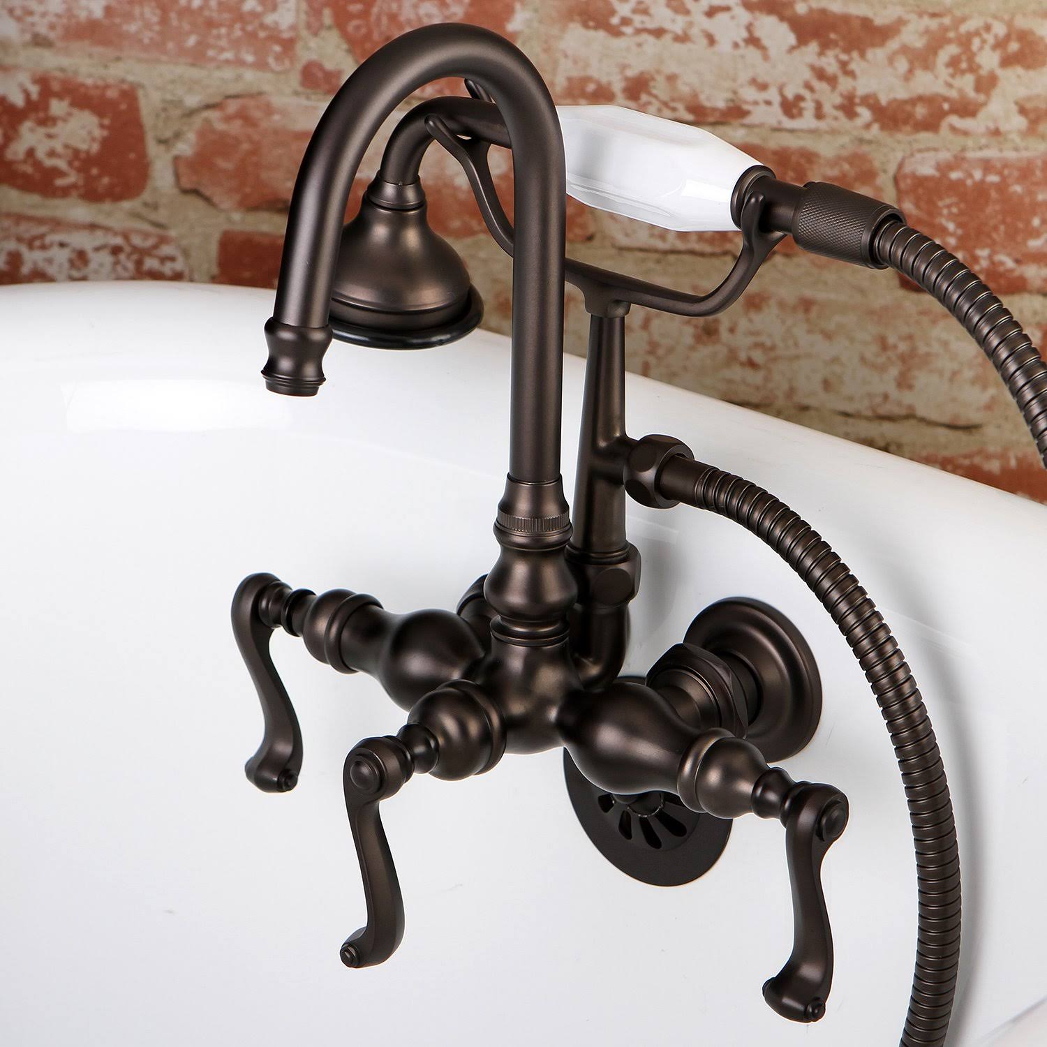 Kingston Brass AE7T8FL Aqua Eden Royale Wall Mount Clawfoot Tub Faucet Satin Nickel