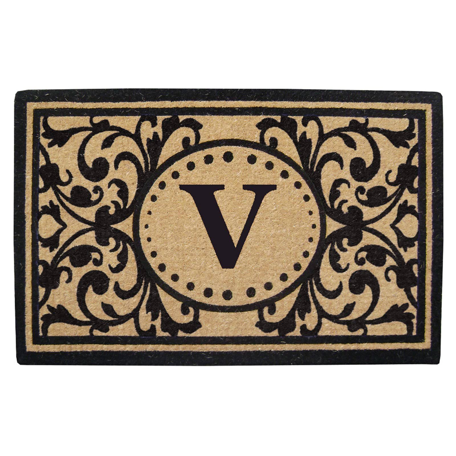 Heavy Duty 22x22 x 36x22 Coco Mat Heritage, Monogrammed V