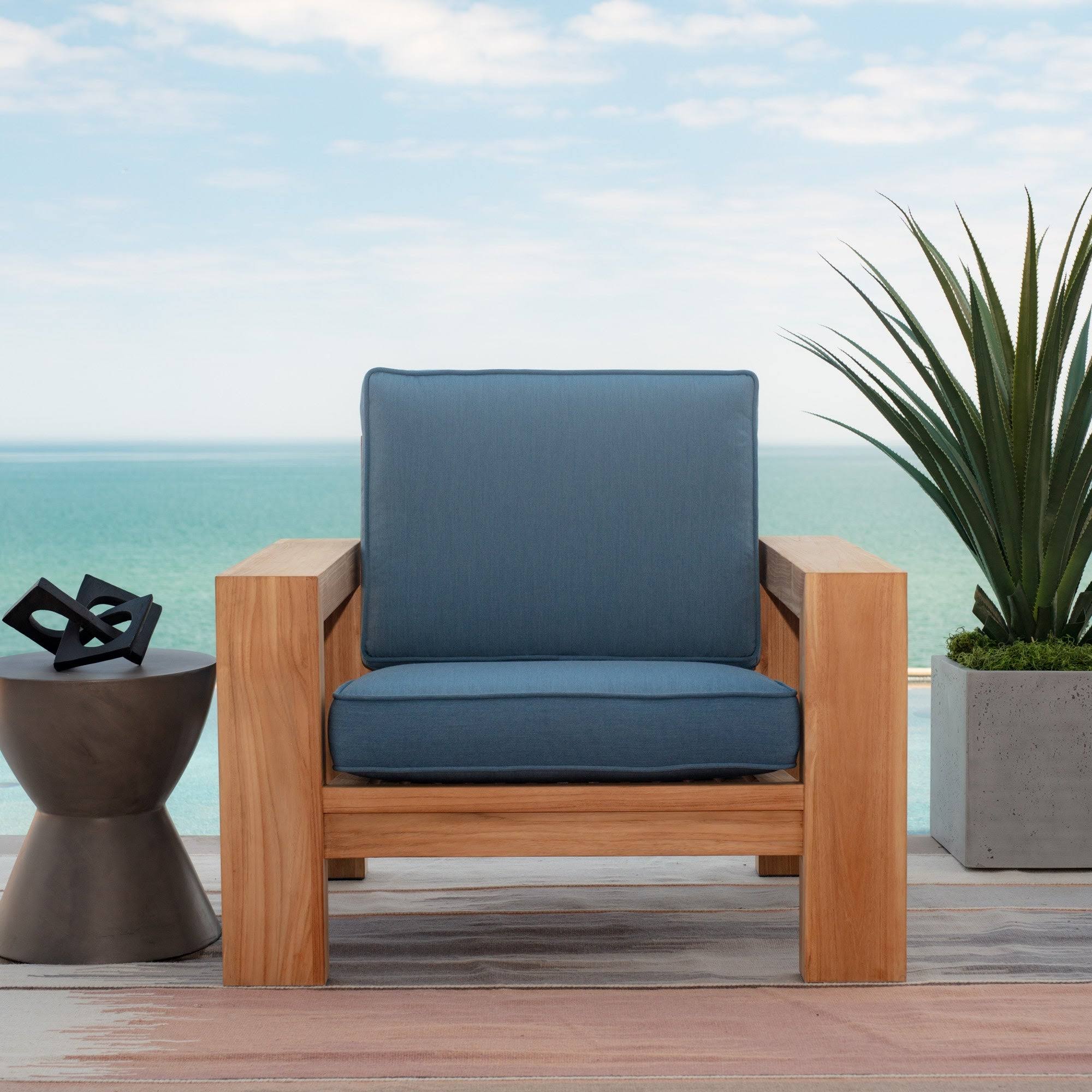 Arden Selections Oasis Firm Deep Seat Cushion Set, Blue, 24x24