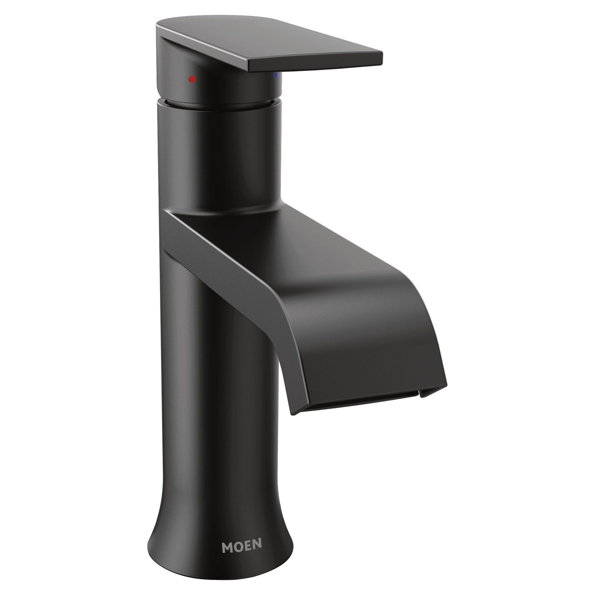 Moen 6702BL Genta LX Single Handle Bathroom Faucet with Drain, Matte Black