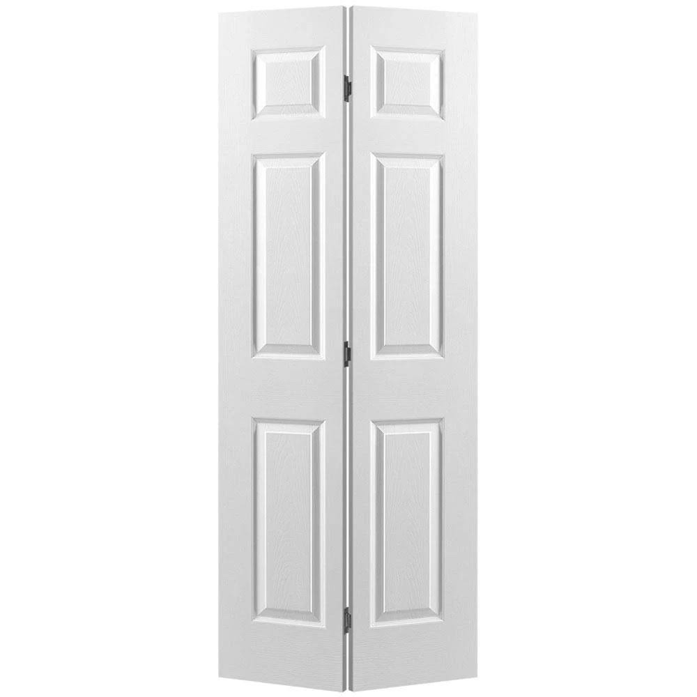 Masonite 30 in. x 80 in. 6-Panel Painted White Hollow-Core Textured Composite Bi-Fold Interior Door