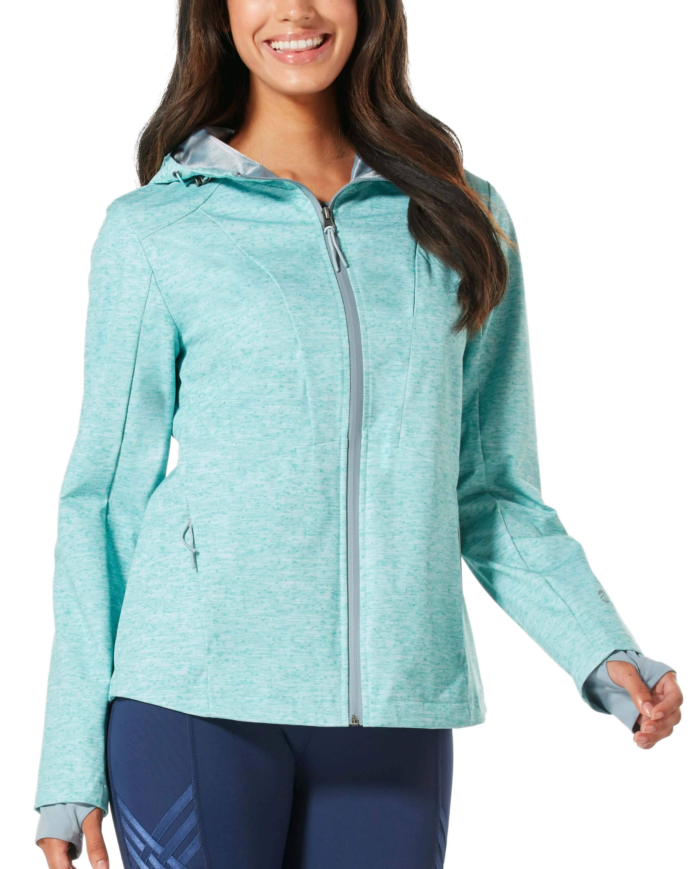 Womens Free Country Space Dye Softshell Jacket L Aqua Shadow