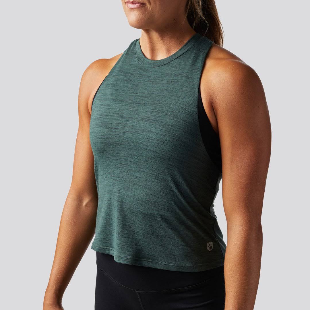 Women's High Neck Racerback Dark Green Tank Top | Born Primitive | Fitness Apparel, Large