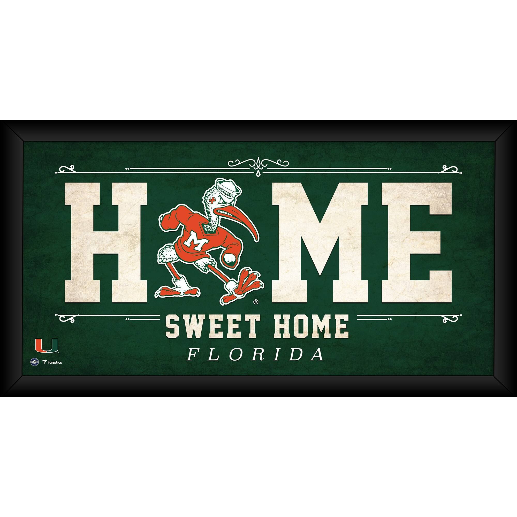 Miami Hurricanes Framed 10x22 x 20x22 Home Sweet Collage