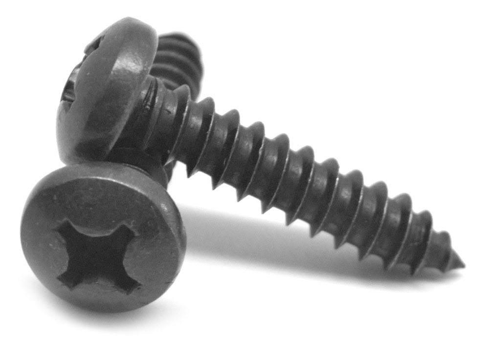 #12-14 x 1 Sheet Metal Screw Phillips Pan Head Type AB Low Carbon Steel Black Oxide