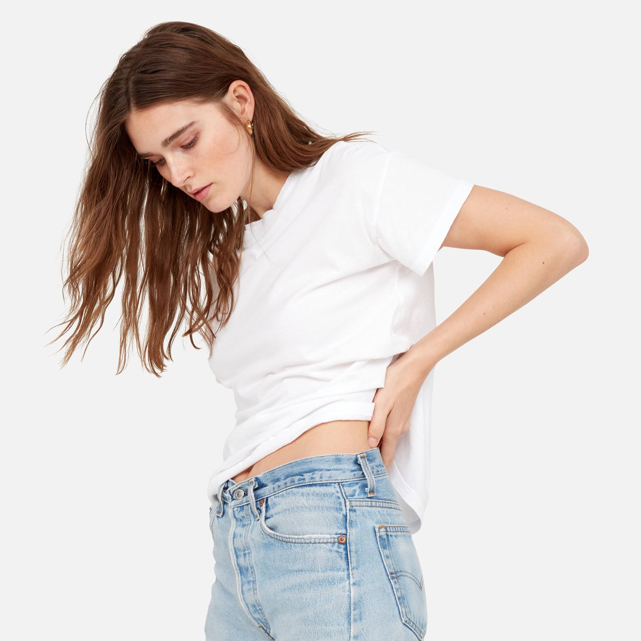 Organic Cotton Raw Neck Boxy Tee True White / 3X