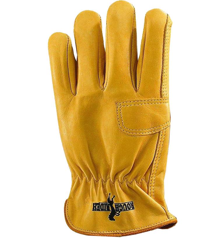 Galeton 2502-XL Rough Rider Double Palm Premium Leather Gloves, Elastic BACK, X-Large, Gold (Pack of 12)