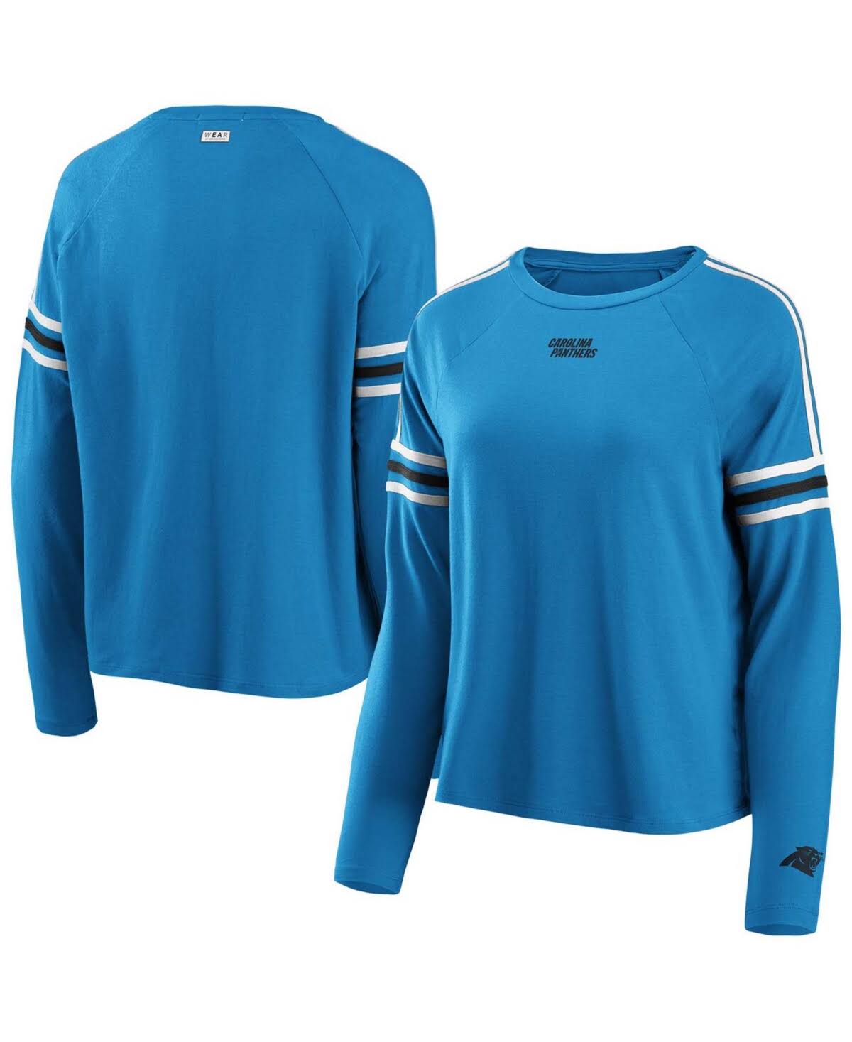 Carolina Panthers Wear by Erin Andrews Women's Contrast Stripe Long Sleeve T-Shirt - Blue Size: Large