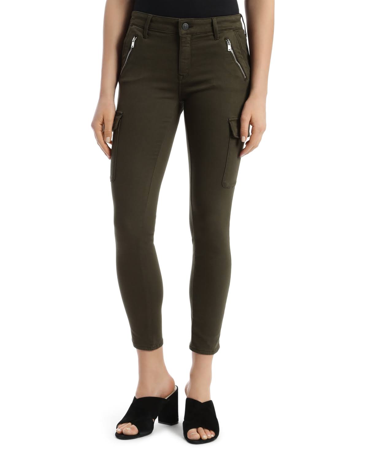 Mavi Juliette Cargo-Style Twill Jeans in Dark Jade