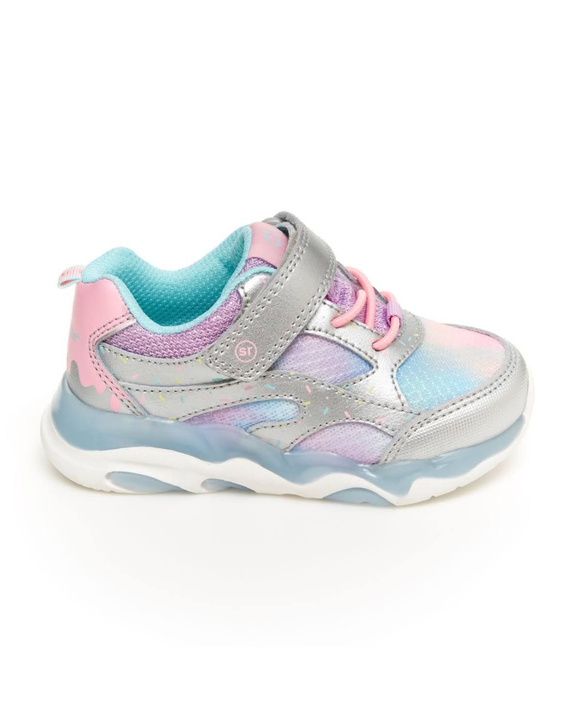 Stride Rite Light-Up Swirl Sneaker Silver Multi, Size 7.5 W Kids Shoes