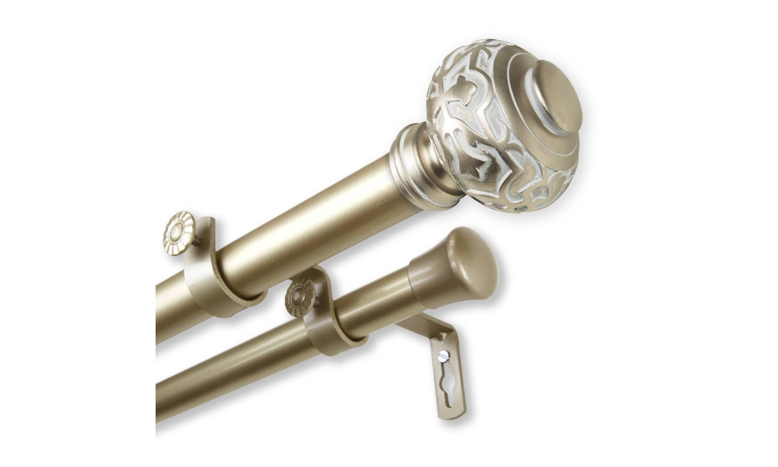 Hermosa Home Acero 1 inch Double Curtain Rod 28-48 inch Light Gold