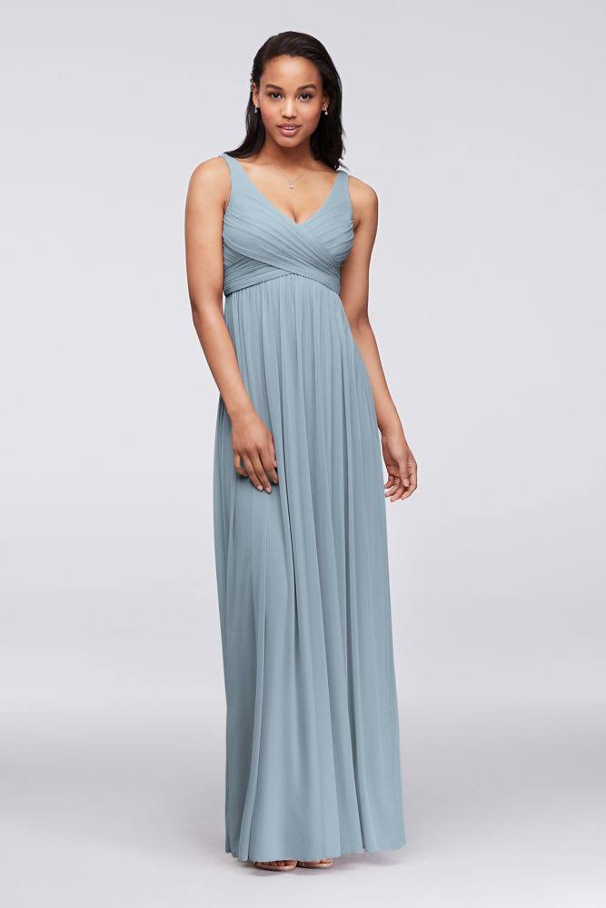 Long Mesh Bridesmaid Dress with Cowl Back Detail - Malibu (Blue), 22