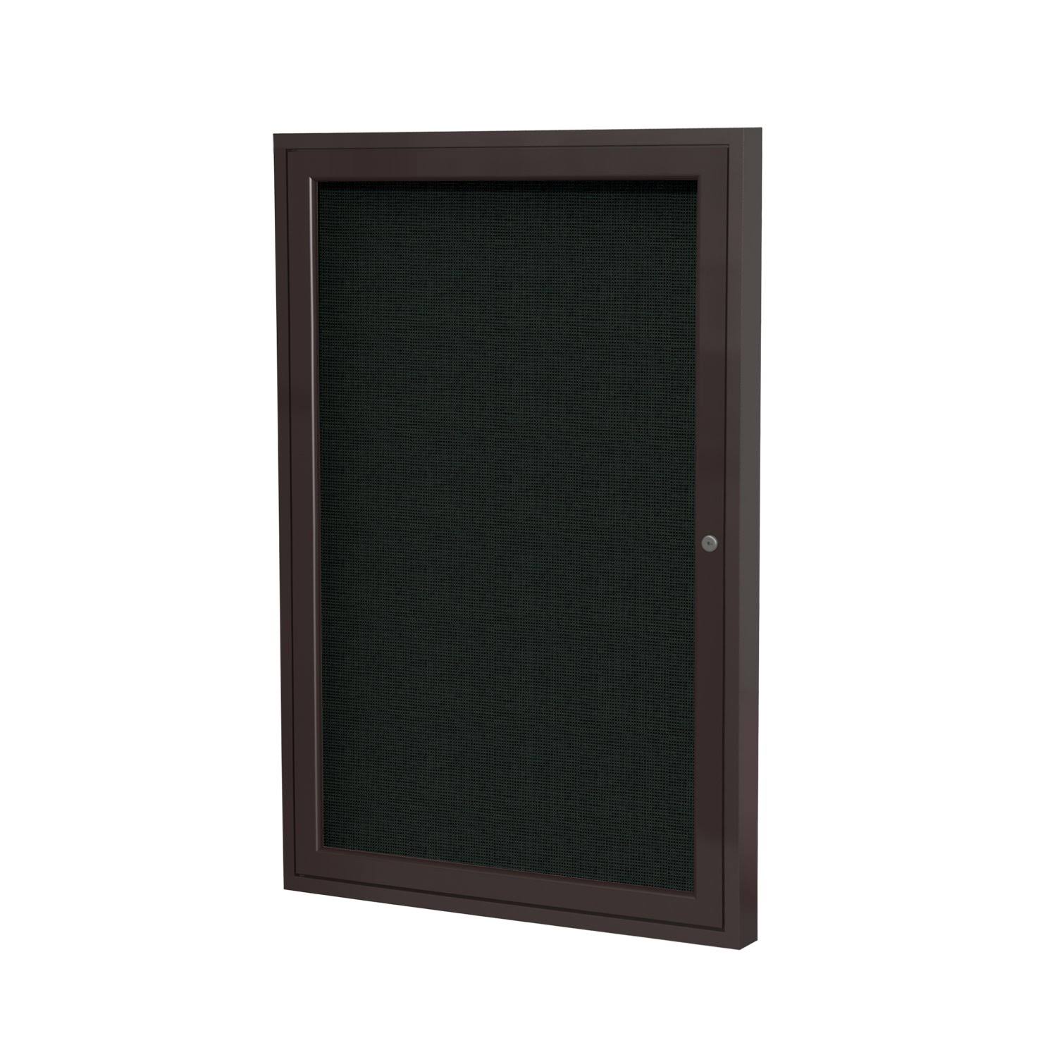 Ghent 36x22x30x22 1-Door Bronze Aluminum Frame Enclosed Fabric Bulletin Board - Black