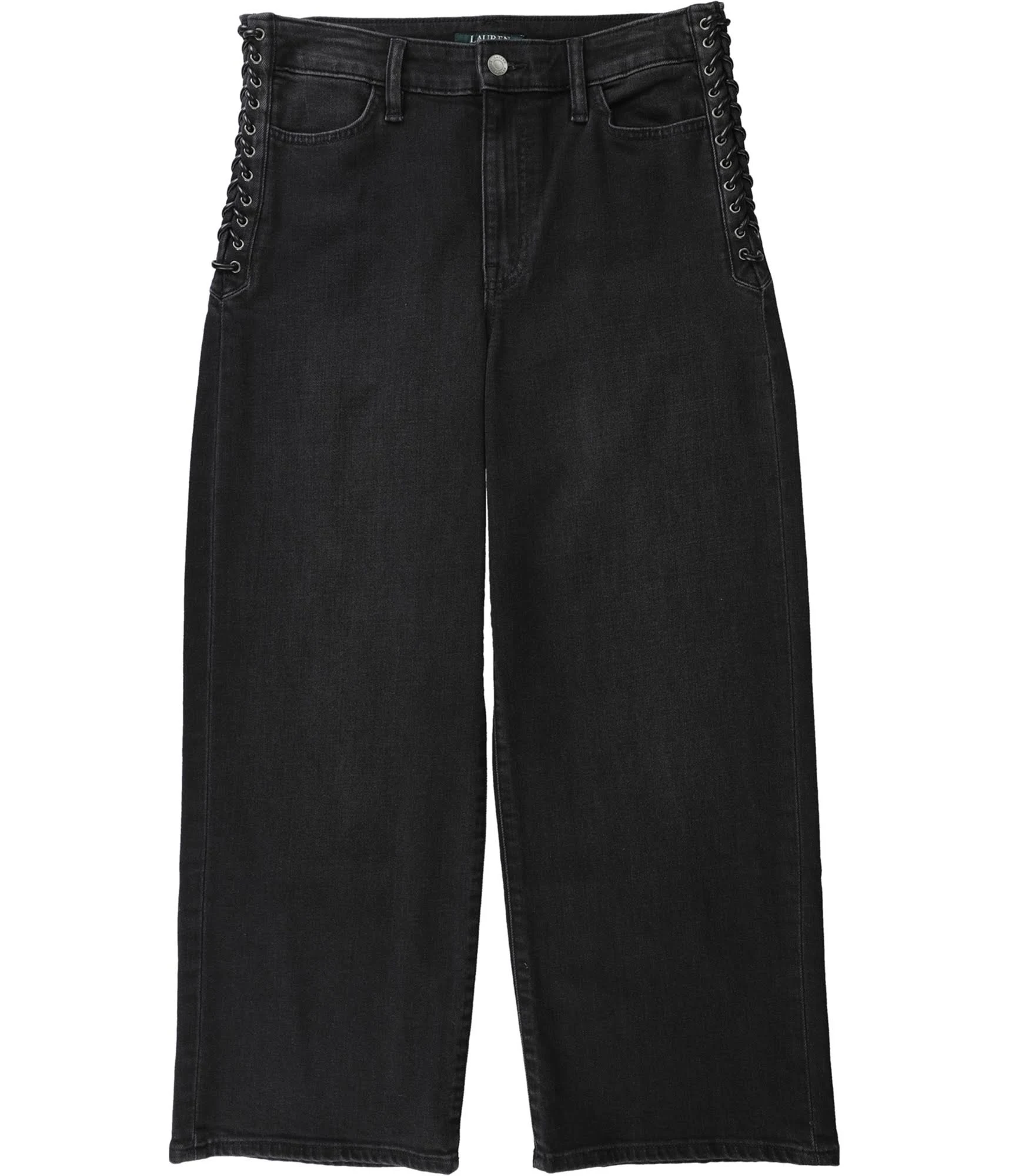 Ralph Lauren Womens Twill Casual Wide Leg Pants, Black, 4