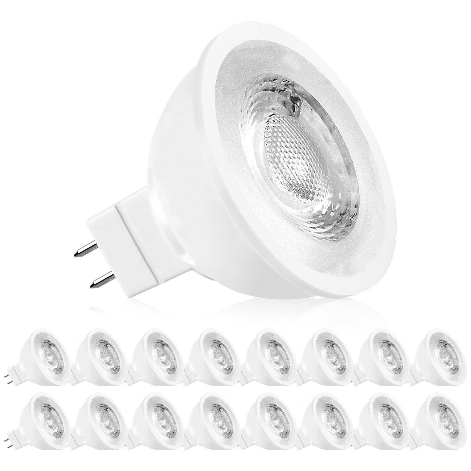 Luxrite MR16 LED Bulb 50W Equivalent, 12V, 3000K Soft White Dimmable, 500 Lumens, GU5.3 LED Spotlight Bulb 6.5W, Enclosed Fixtur