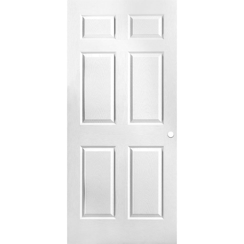 Masonite 61117 36 in. x 80 in. Primed Textured 6-Panel Hollow Core Composite Interior Door Slab with Bore