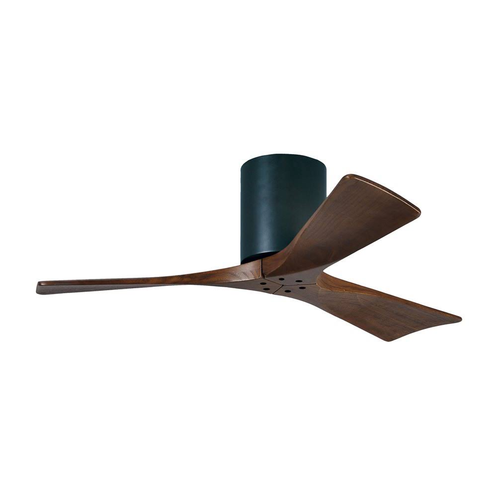 Matthews Fan Company IR3H-BK-42 Irene 42 Inch 3 Bladed Paddle Fan In Matte Black And Walnut Tone Blade