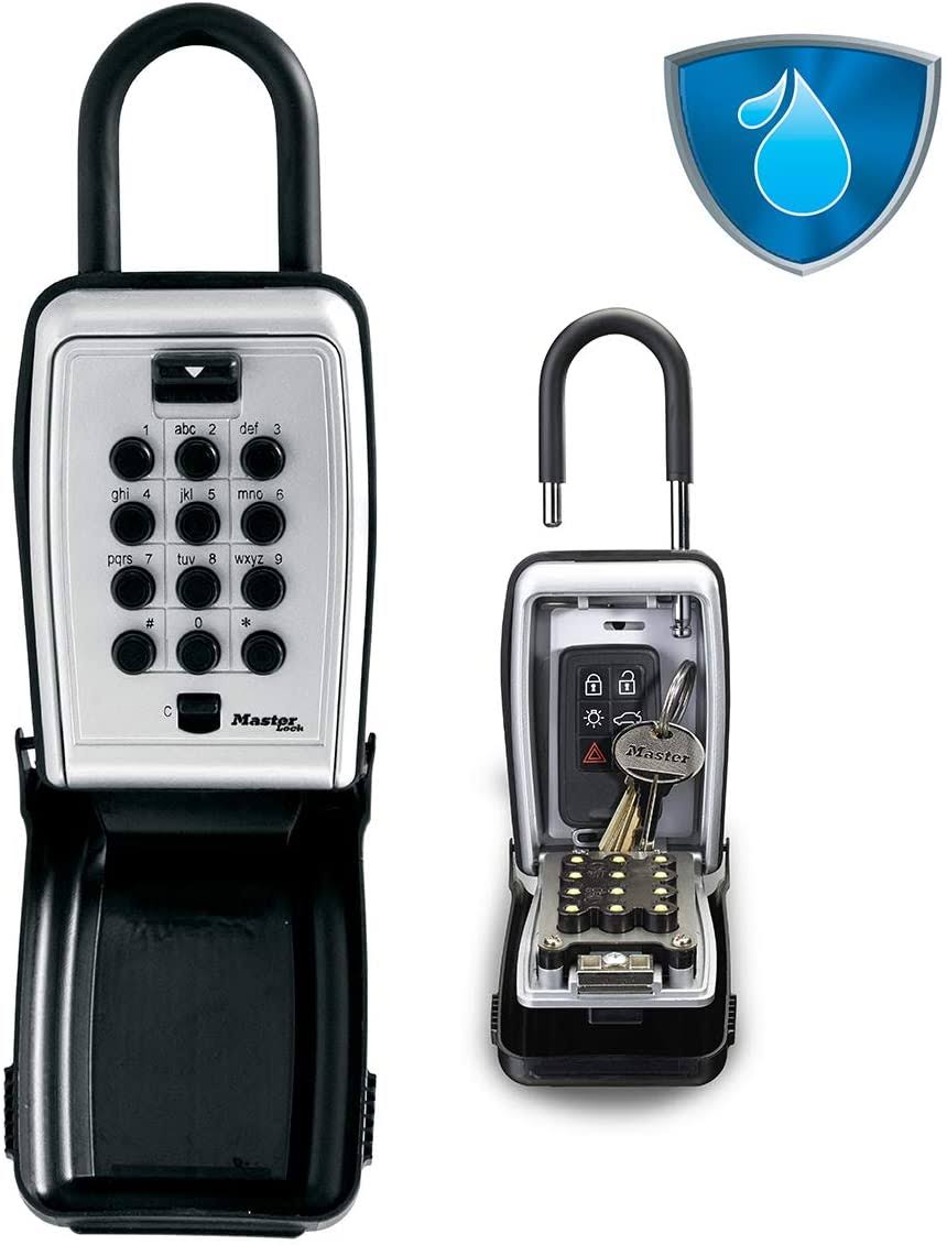 Master Lock Portable Key Safe [Reinforced Security] [Weatherproof - Outdoor] [Push-Button Combination] - 5422EURD - Key Lock Box