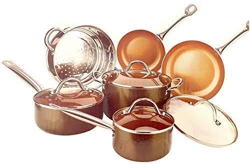 Copper H-02628 Pan 10-Piece Luxury Induction Cookware Set Non-Stick, 21.5 x 1...