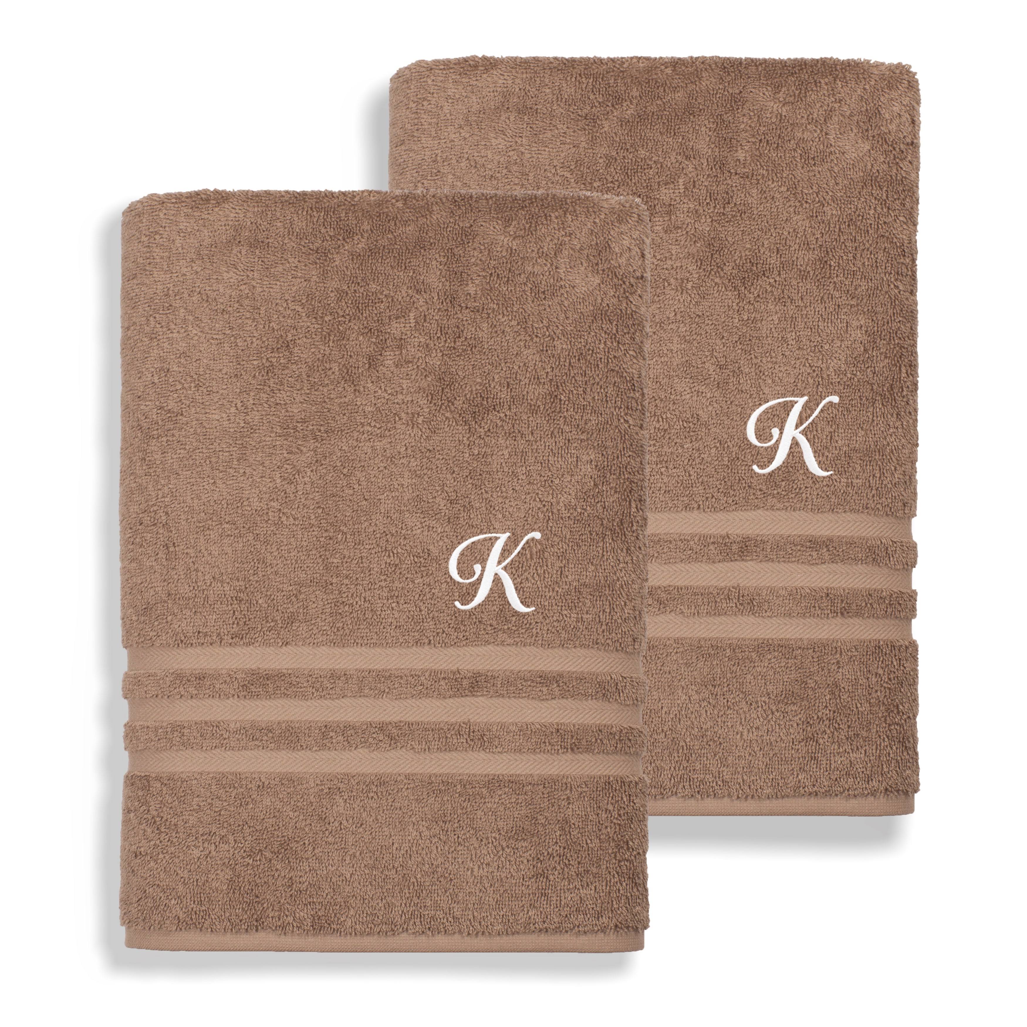 Linum Home Textiles Denzi Bath Towels (Set of 2) Monogrammed: S Latte