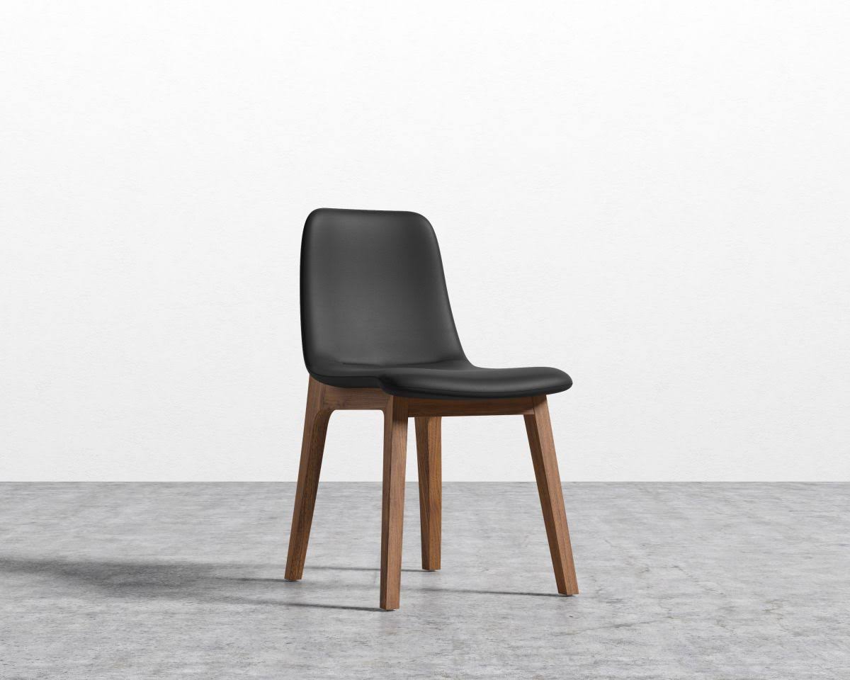 Leather Dining Chair - Aubrey Side Chair - Monaco Black - Black - Nat