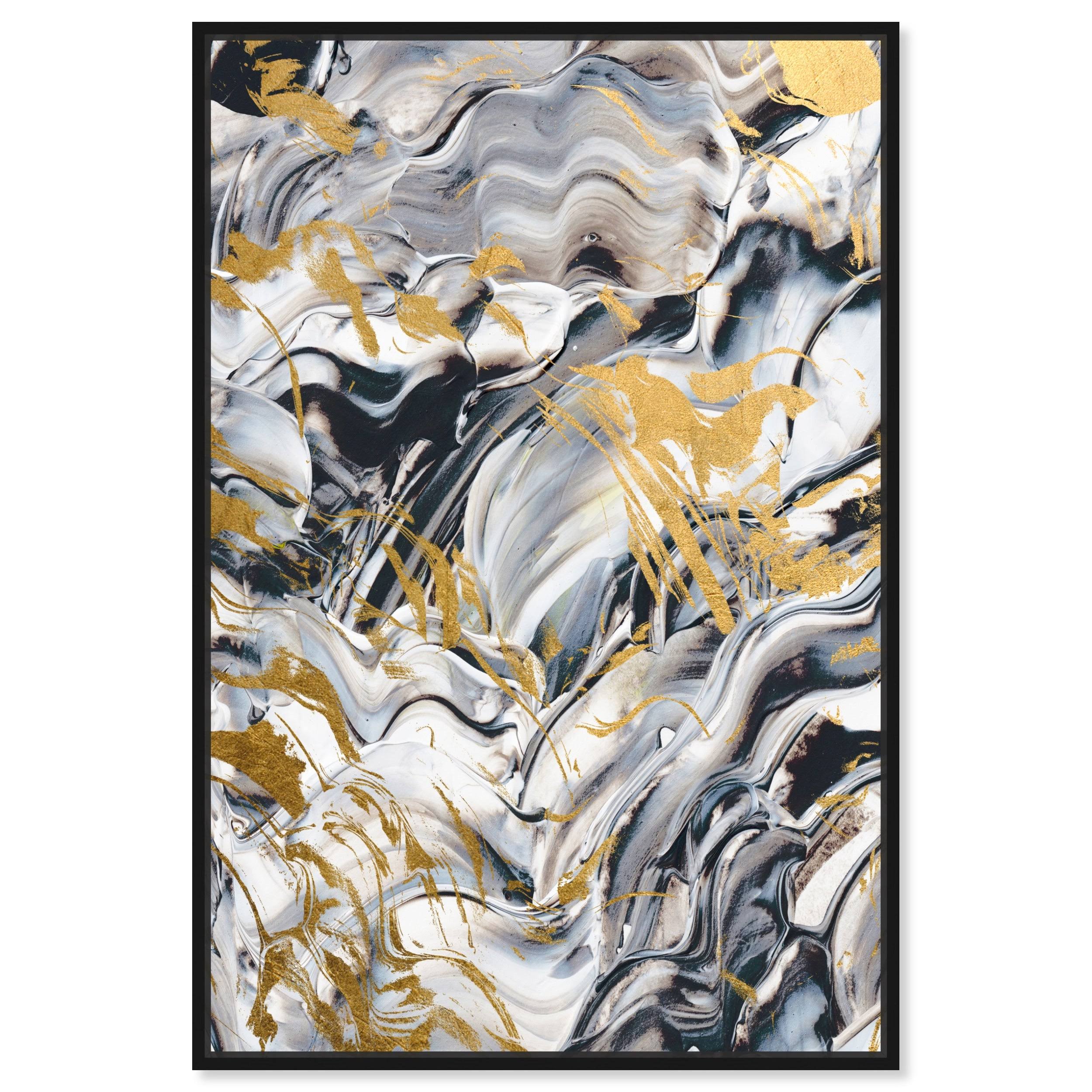 Oliver Gal 'Marbled Oils' Abstract Gray Wall Art Canvas Print - 24 x 36 - Gold