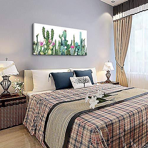 Canvas Wall Art for Living Room Wall Decor for Bedroom Kitchen Artwork Green Plant Cactus Watercolor Painting Flowers Modern Fra