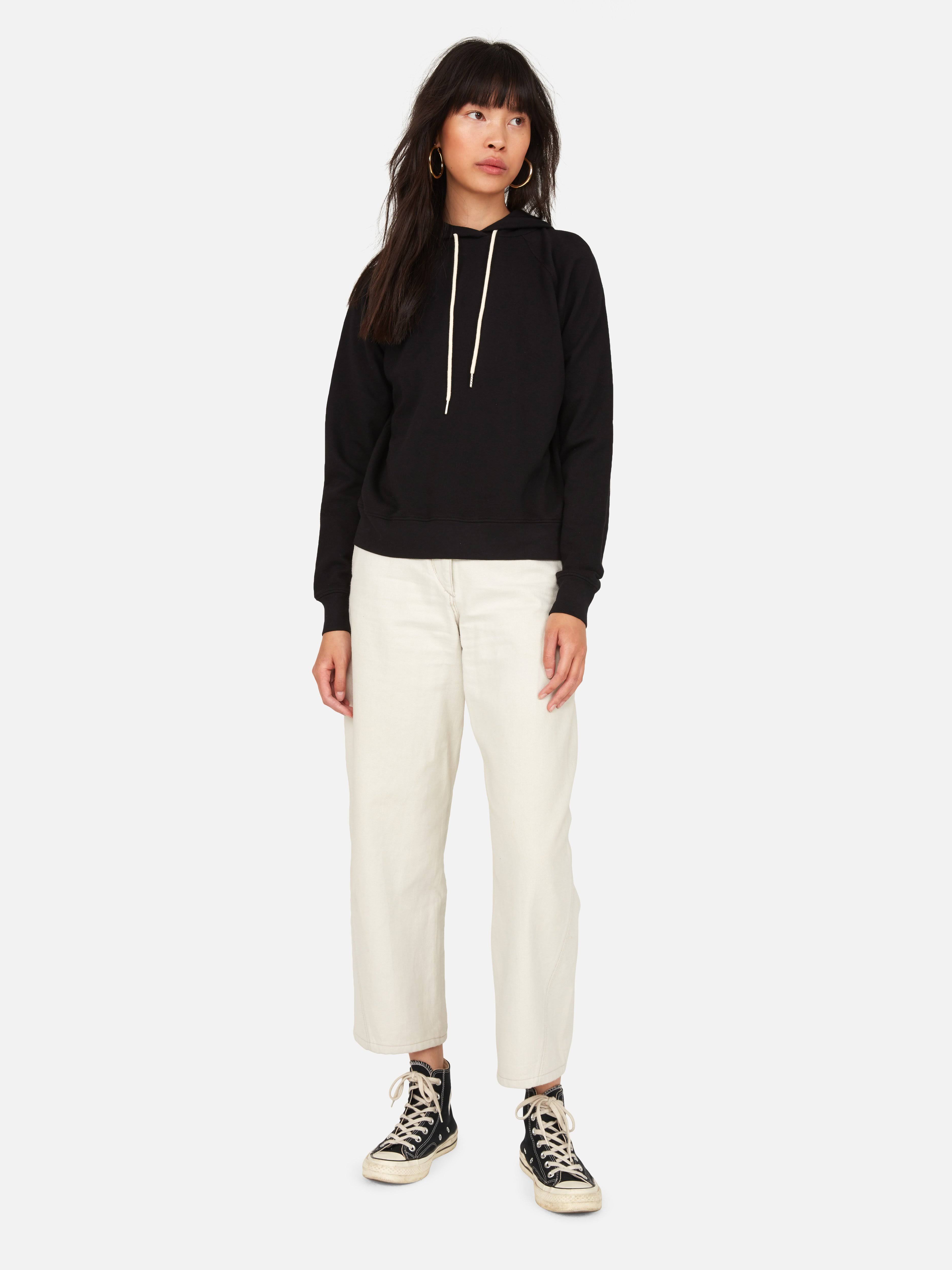 Organic Terry Raglan Hoodie Jet Black / L