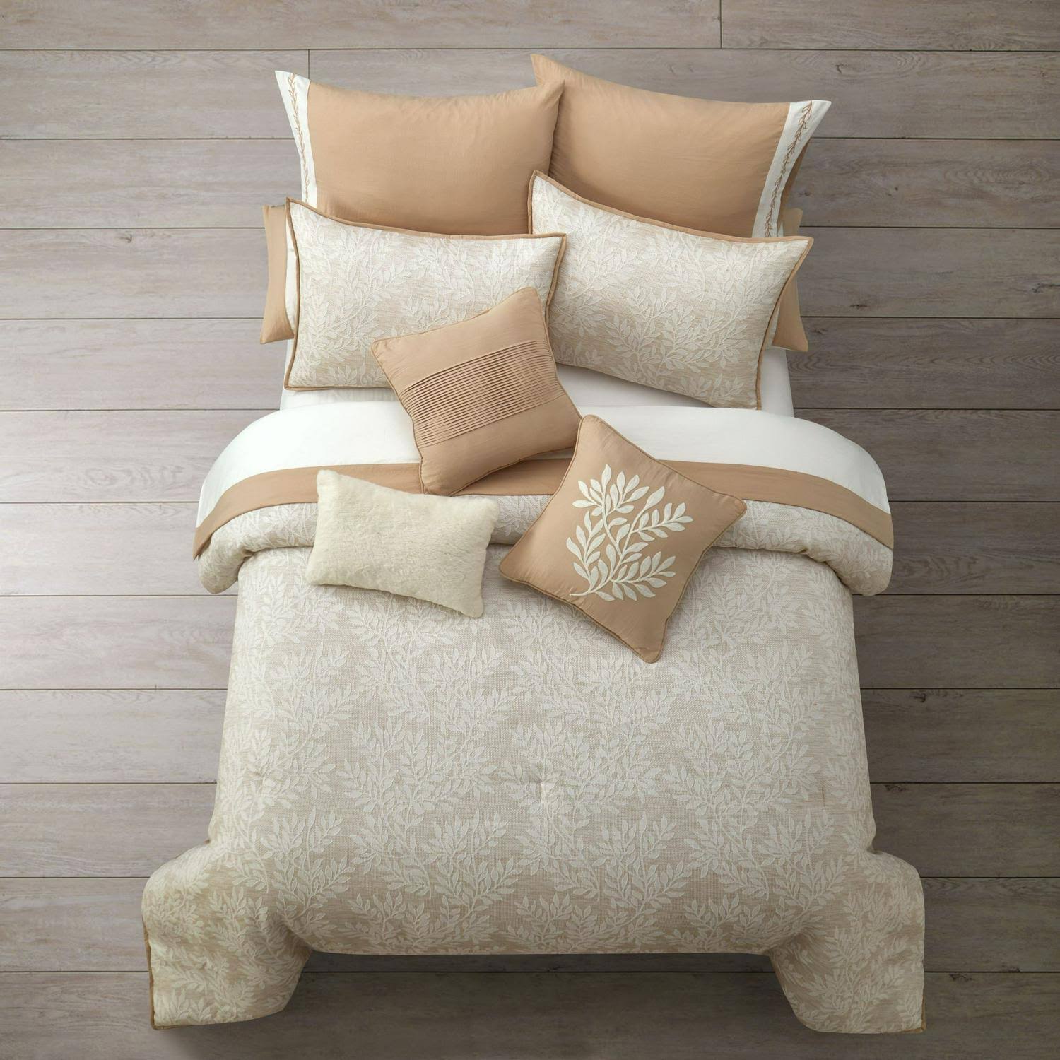 Better Homes u0026 Gardens 12 Piece Ester Bed in A Bag Bedding Set Queen - Beige - Each