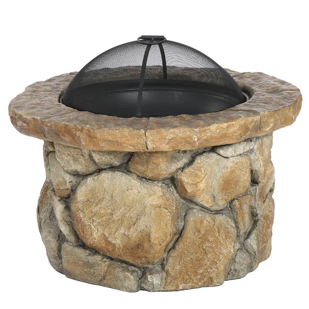 Finley Glass Fiber REINFORCE Cement / Iron Fire Pit, Natural