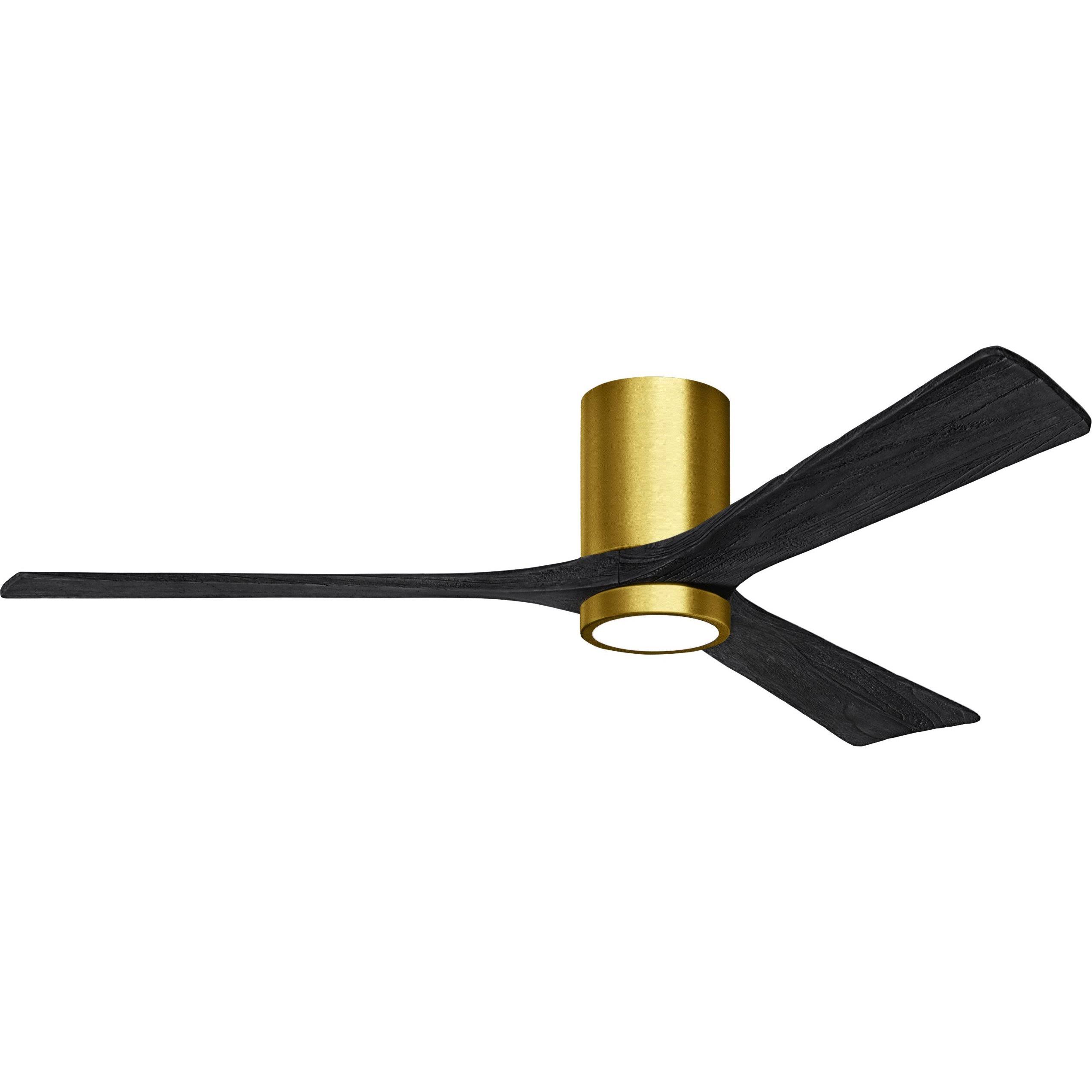 Matthews Fans IR3HLK-BRBR-BK-60 Irene - Ceiling Fan with Light Kit Matte Black 60 Inches Brushed Brass Finish
