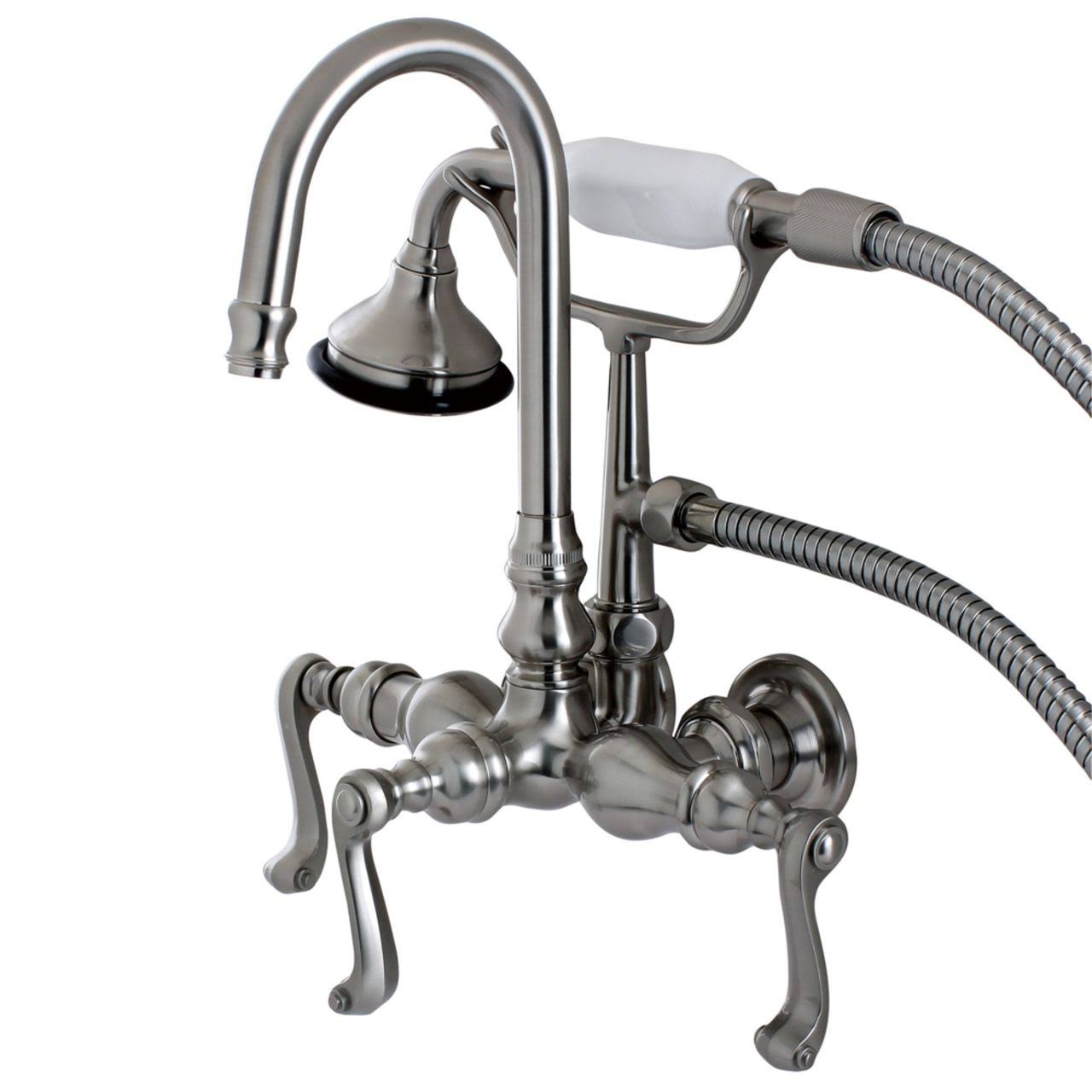 Kingston Brass AE7T8FL Aqua Eden Royale Wall Mount Clawfoot Tub Faucet Satin Nickel