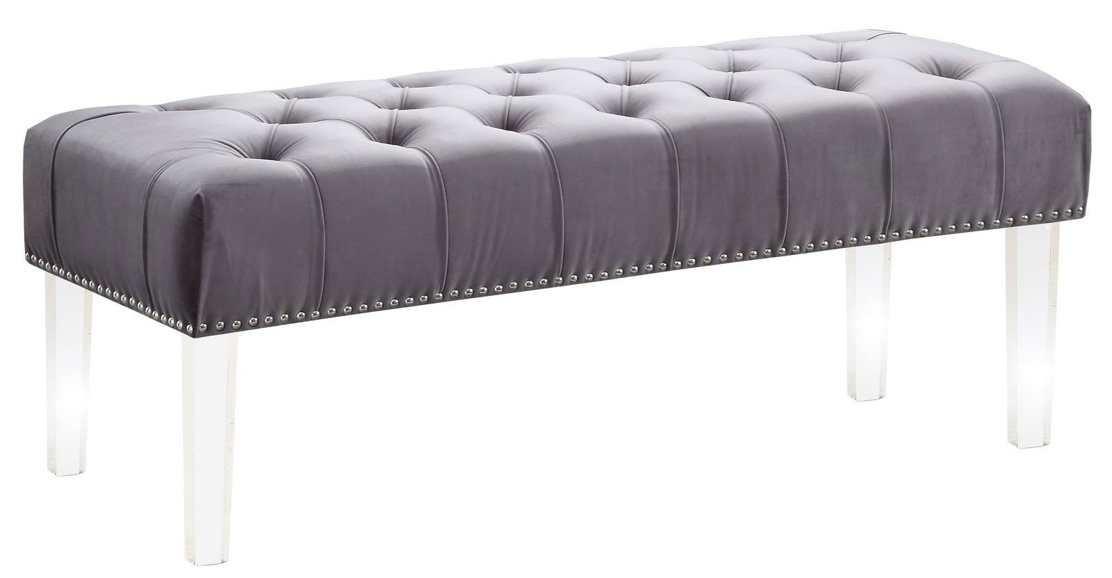 Meridian Furniture Celine Grey Velvet Bench