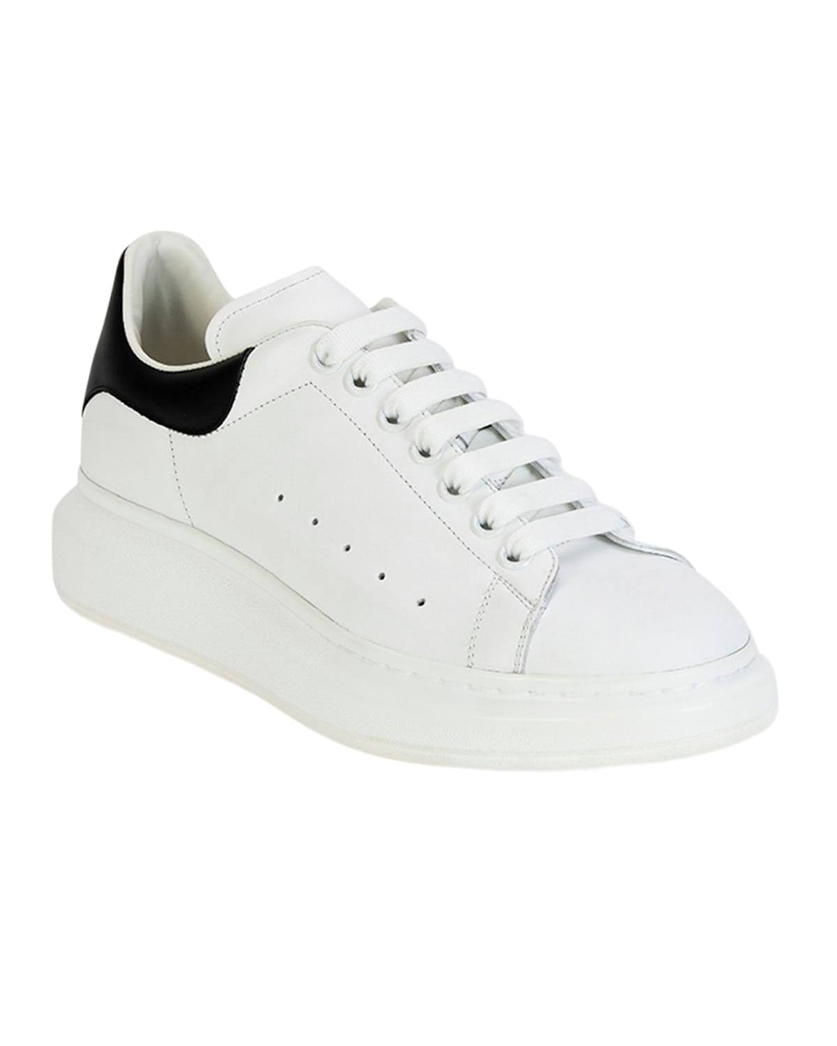 Alexander McQueen Men's Men's Oversized Leather Platform Sneakers - White Black - Size 10.5