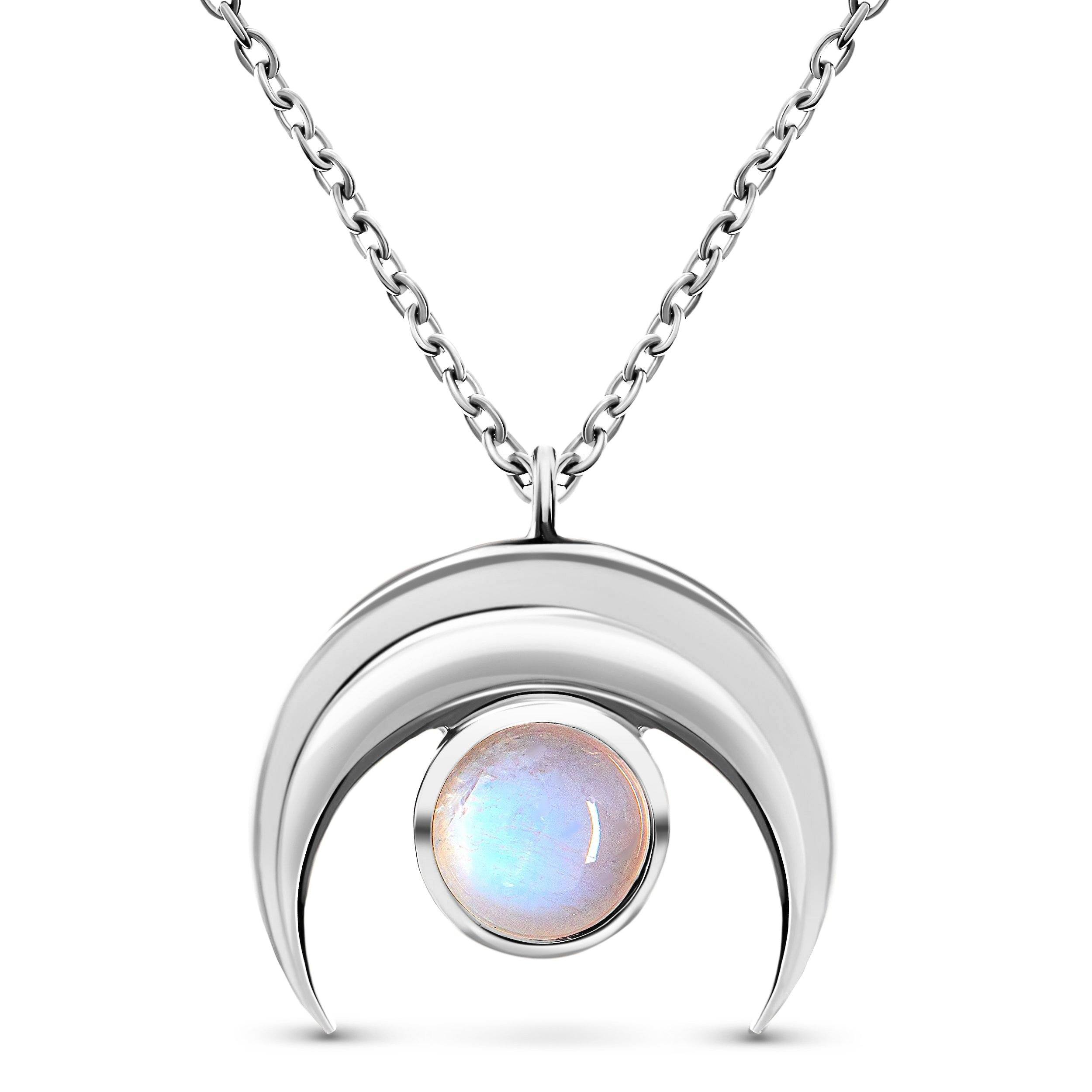 Crescent Moon Moonstone Necklace 925 Sterling Silver Moonstone Necklaces by Moon Magic