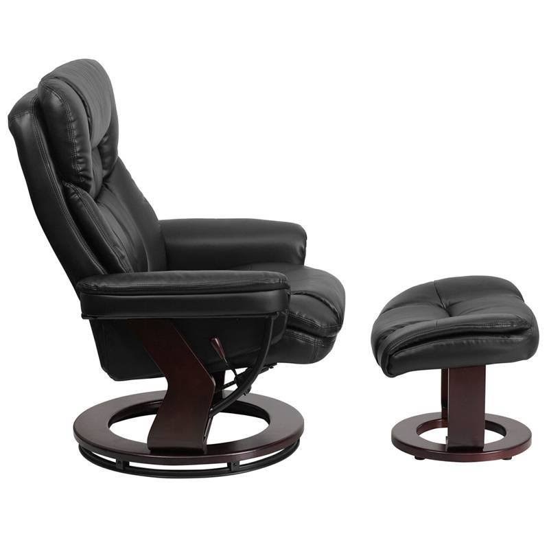 2pc Contemporary Multi Position Recliner and Ottoman Set Black - Riverstone Furniture Collection