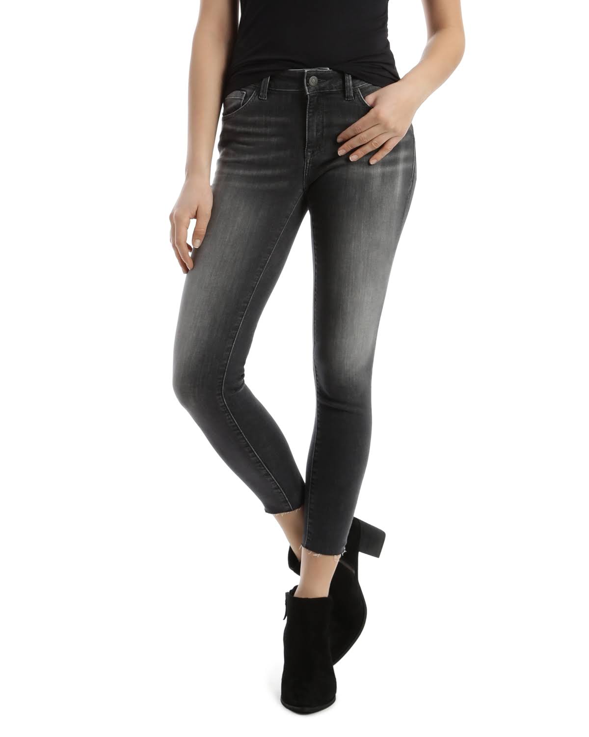 Mavi Jeans Adriana Mid-Rise Super Skinny in Grey Everyday Tribeca : 31 27