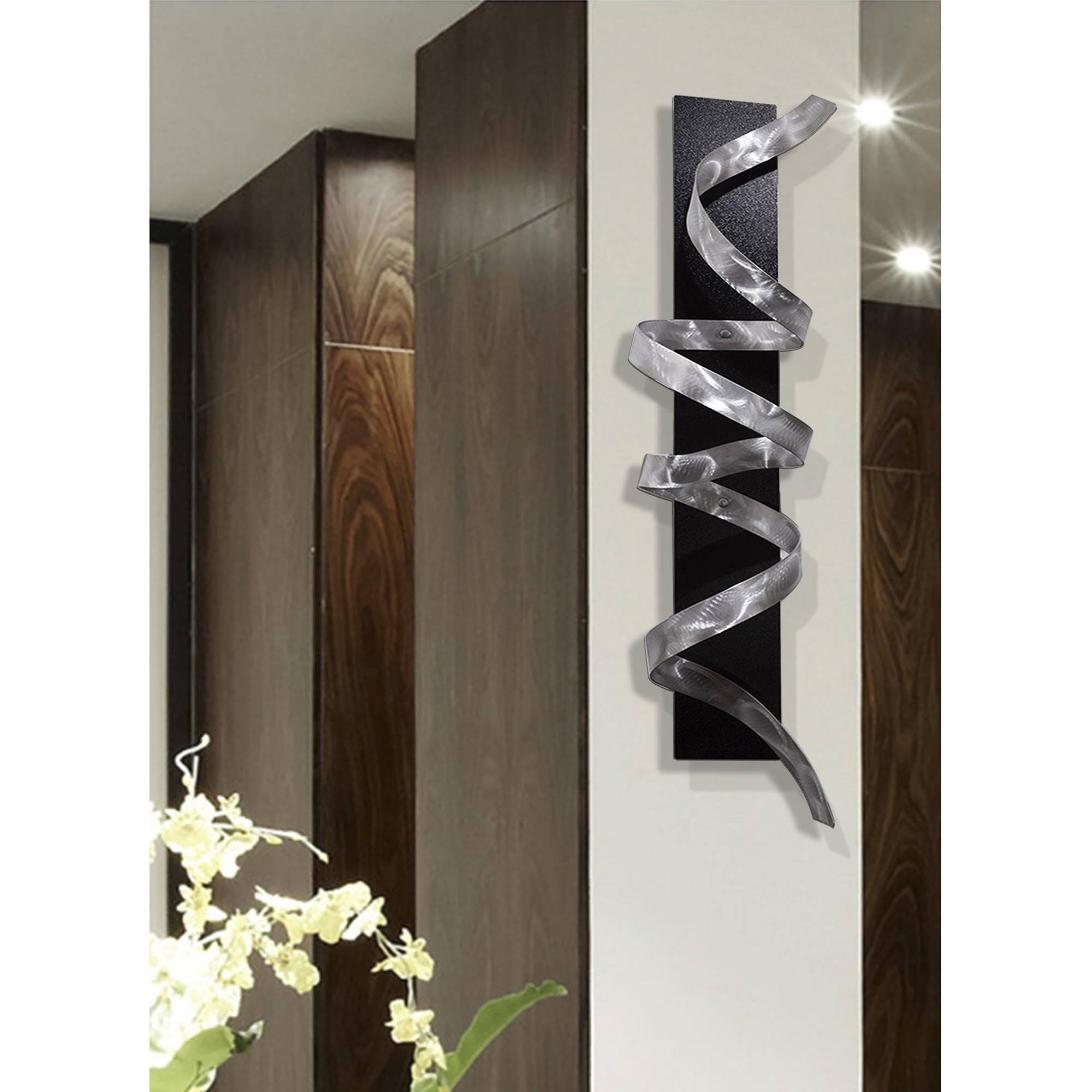 Statements2000 3D Metal Wall Art Accent Sculpture Black Silver Abstract Decor by Jon Allen - Knight - Blue