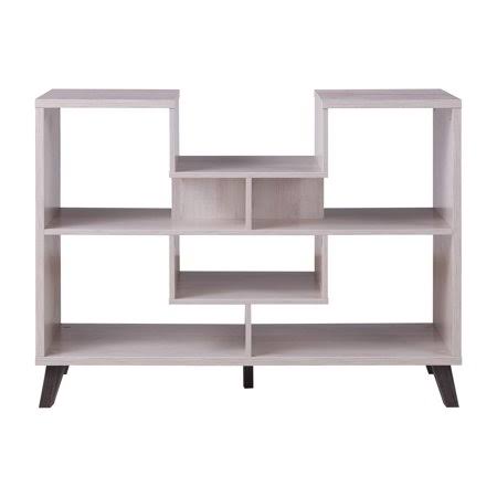 Furniture of America Nova 6-Shelf Display Console Table, White Oak