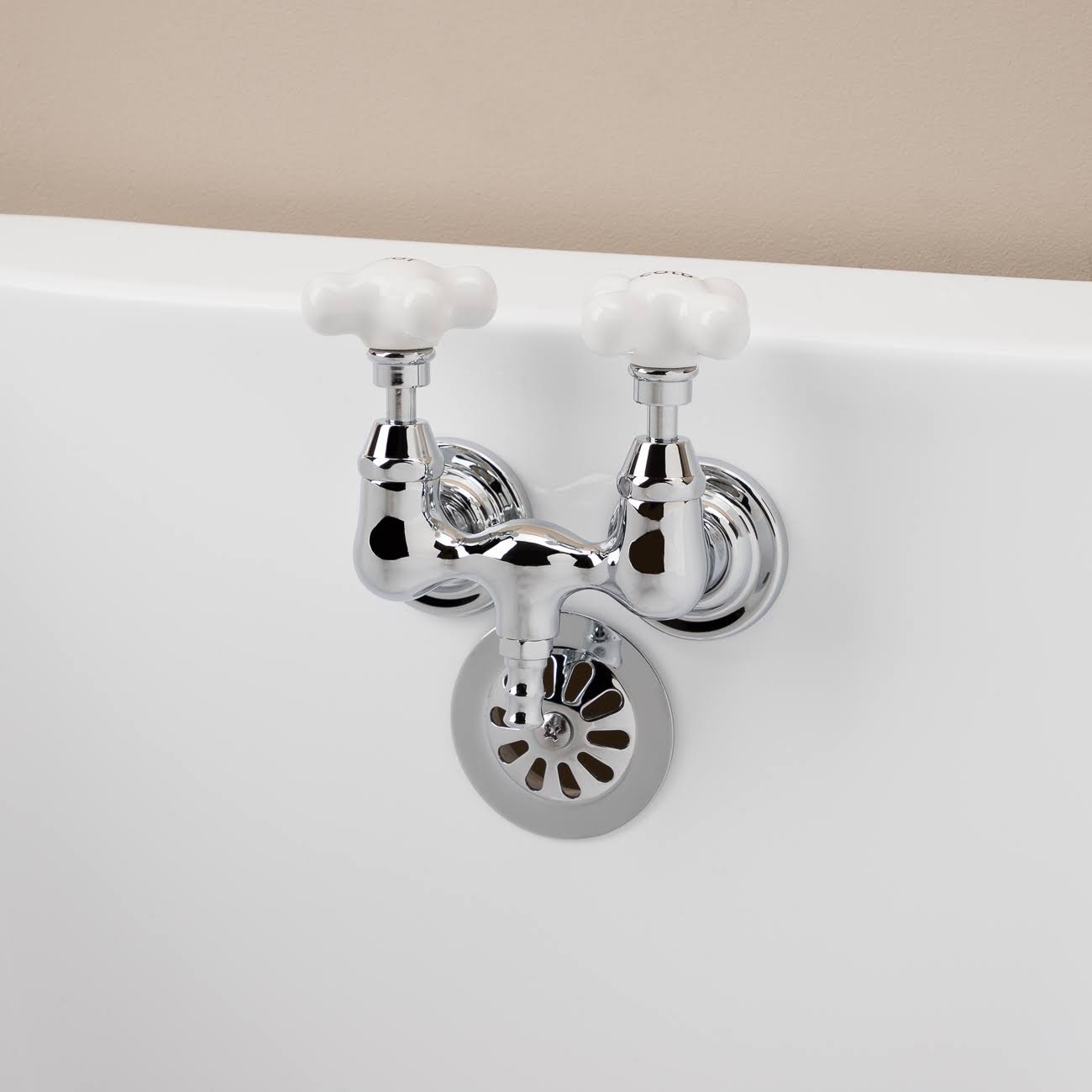 Randolph Morris Clawfoot Tub Wall Mount Faucet - Porcelain Cross Handles RMN030P-CP