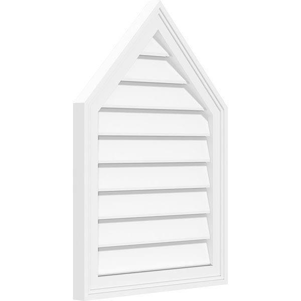 Ekena Millwork GVPPE20X2402SF-14 20x22W x 24x22H Peaked Top Surface Mount PVC Gable Vent 14/12 Pitch: Functional, w/ 2x22W x 1-1