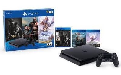 Refurbished Sony PlayStation Slim 4 1TB Only on PlayStation PS4 Console Bundle, Black